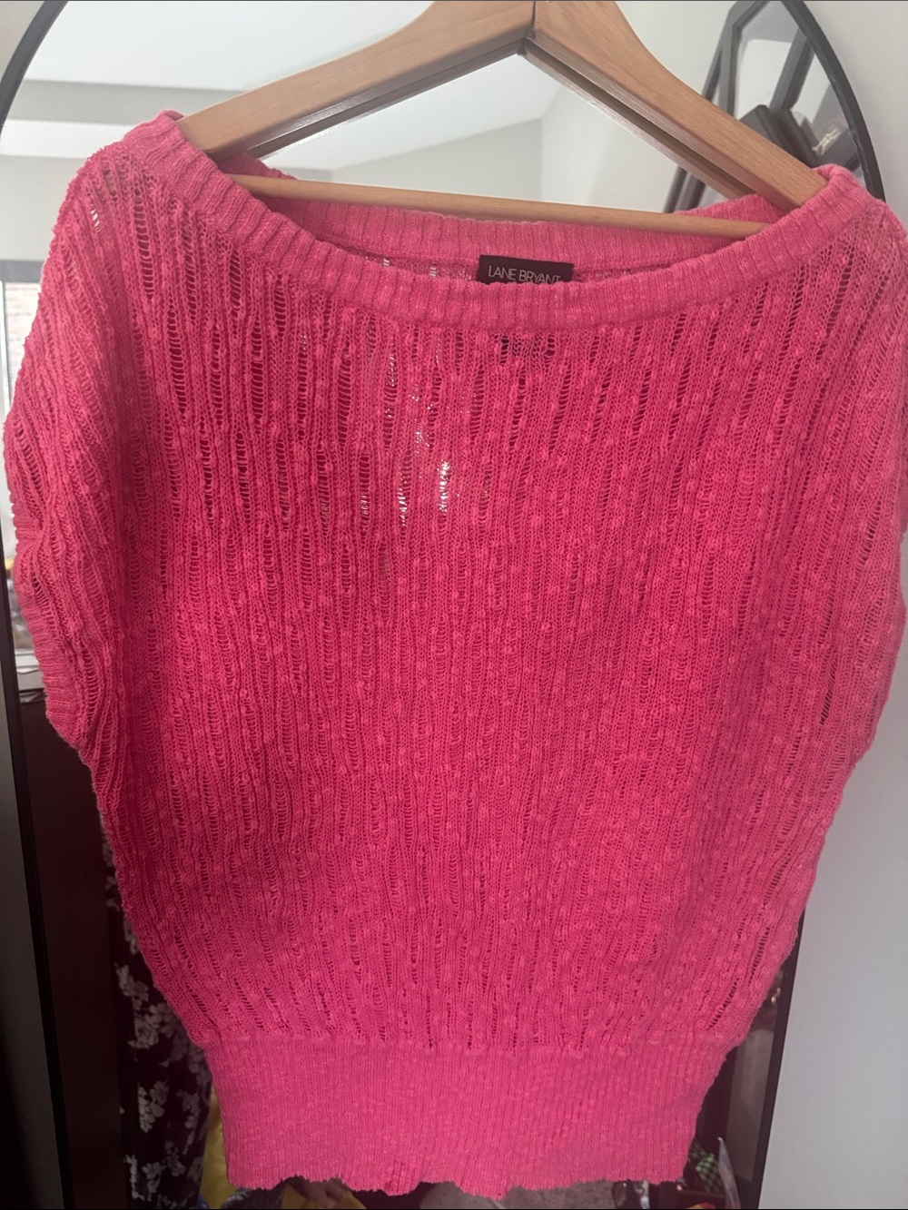 Lane Bryant Hot Pink Open-Knit Pullover Sweater